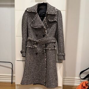 Banana Republic Black and White Herringbone Trench Coat